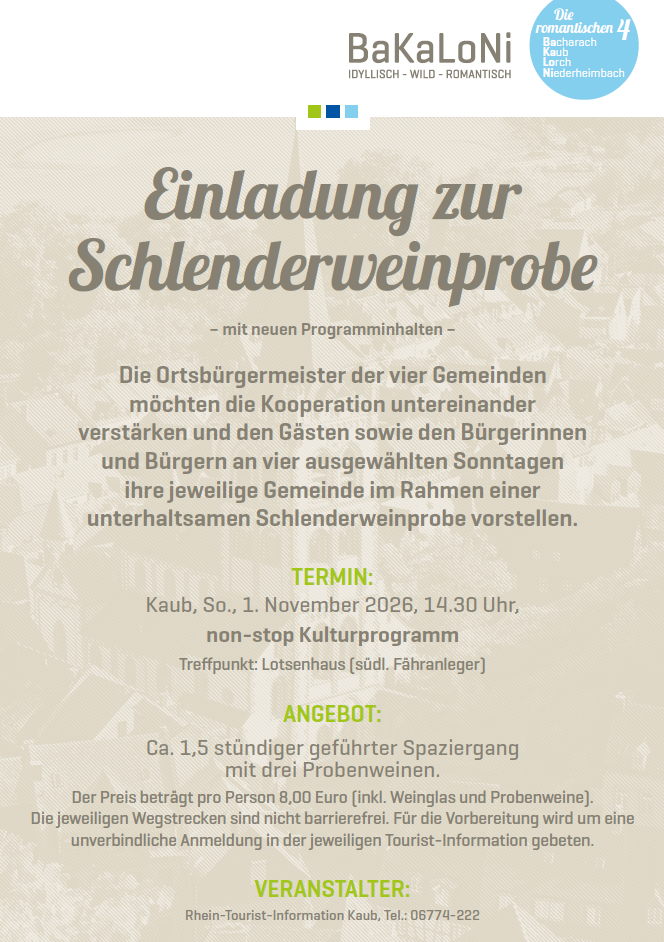 Bakaloni Flyer | © Stadt Kaub Bakaloni Flyer | © Stadt Kaub
